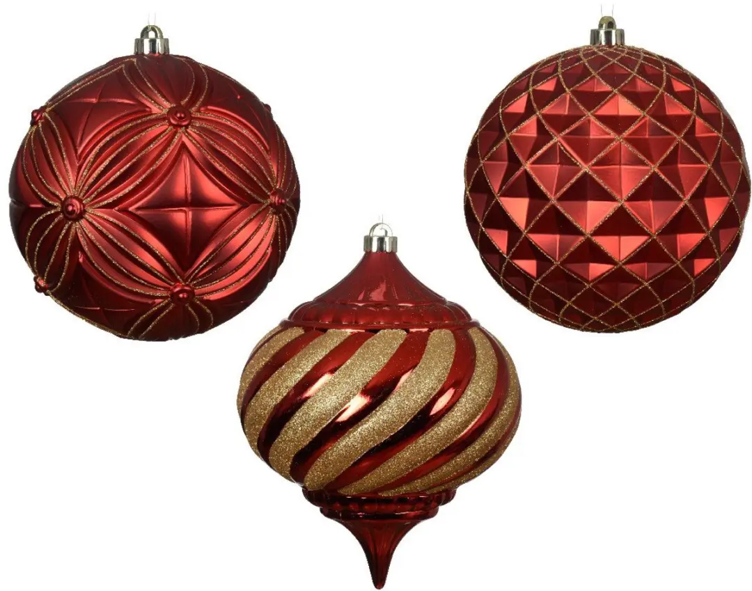 Kaemingk Kerstbal 20cm Rood-Goud