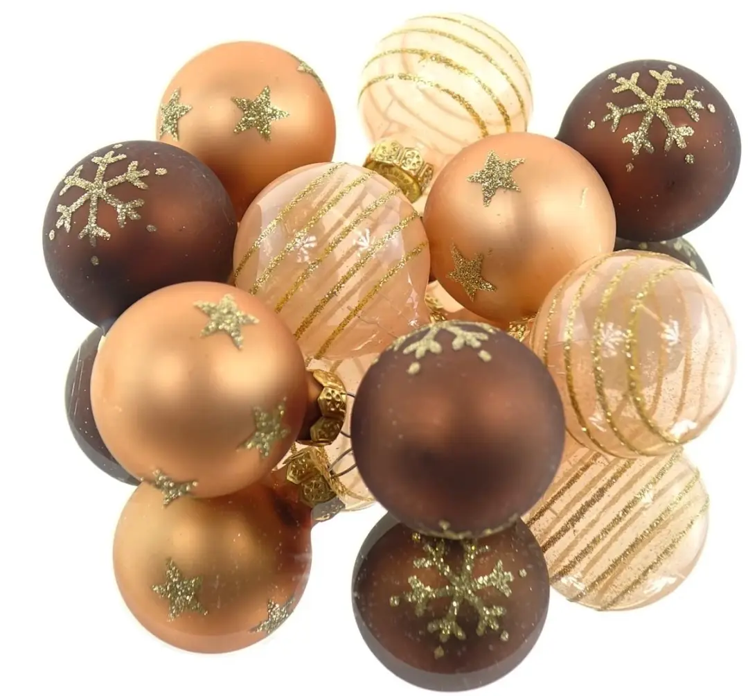 Kaemingk kerstboom microballen bruin goud mix 3 cm 9 stuks