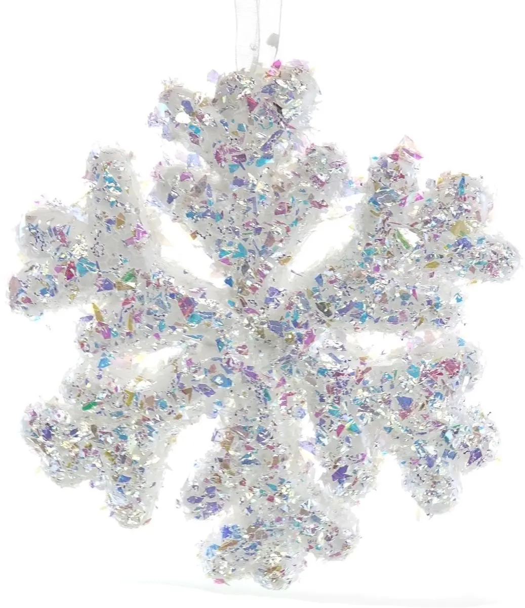 Kaemingk kerstdecoratie sneeuwvlok fijn wit en iriserend Ø 15 cm