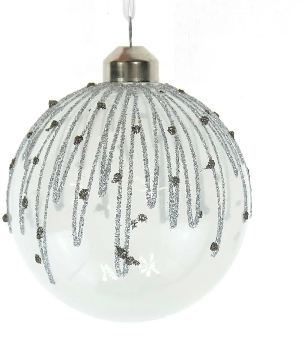 Kaemingk Kerstbal Sterntaler Wit mat met glitter Ø 8 cm