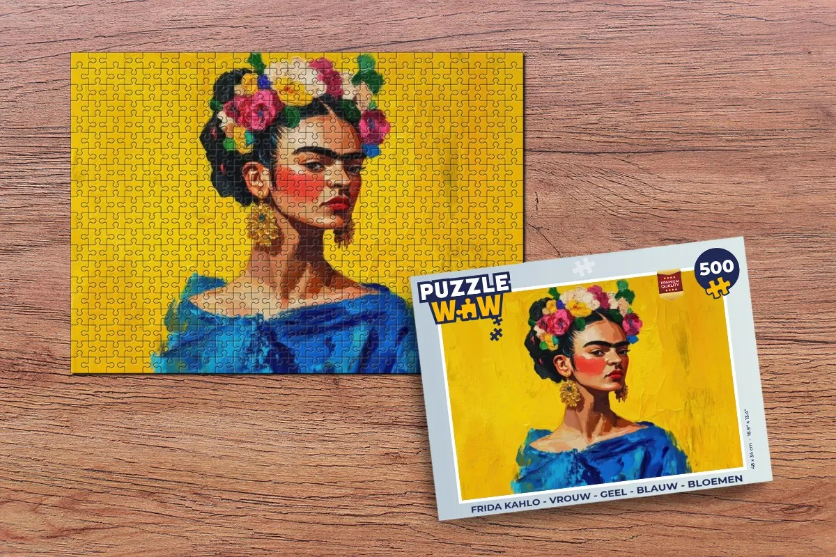 PuzzleWow Frida Kahlo Puzzel 500 Stuks - Vrouw met bloemen