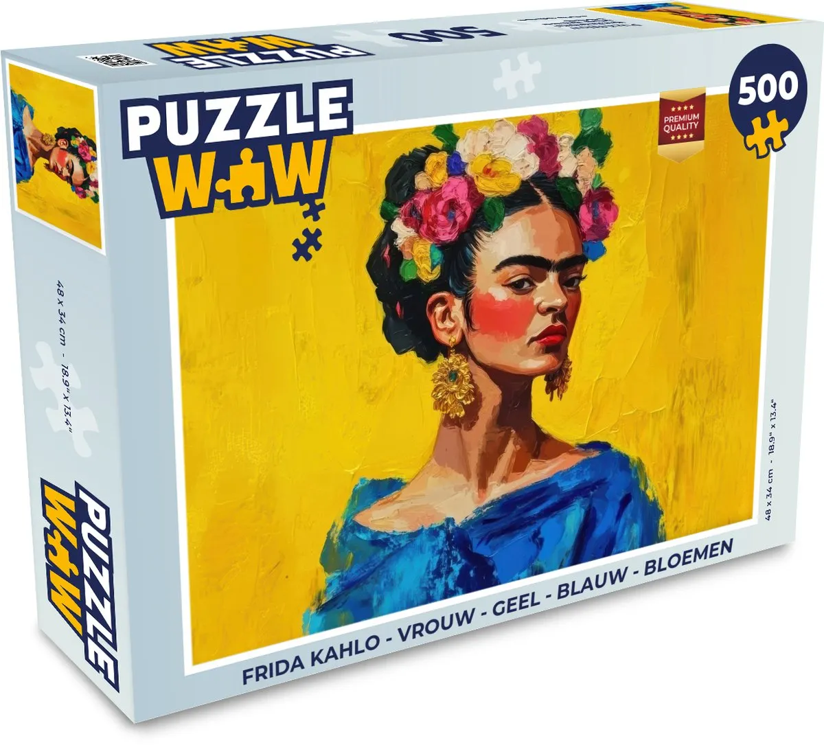 PuzzleWow Frida Kahlo Puzzel 500 Stuks - Vrouw met bloemen