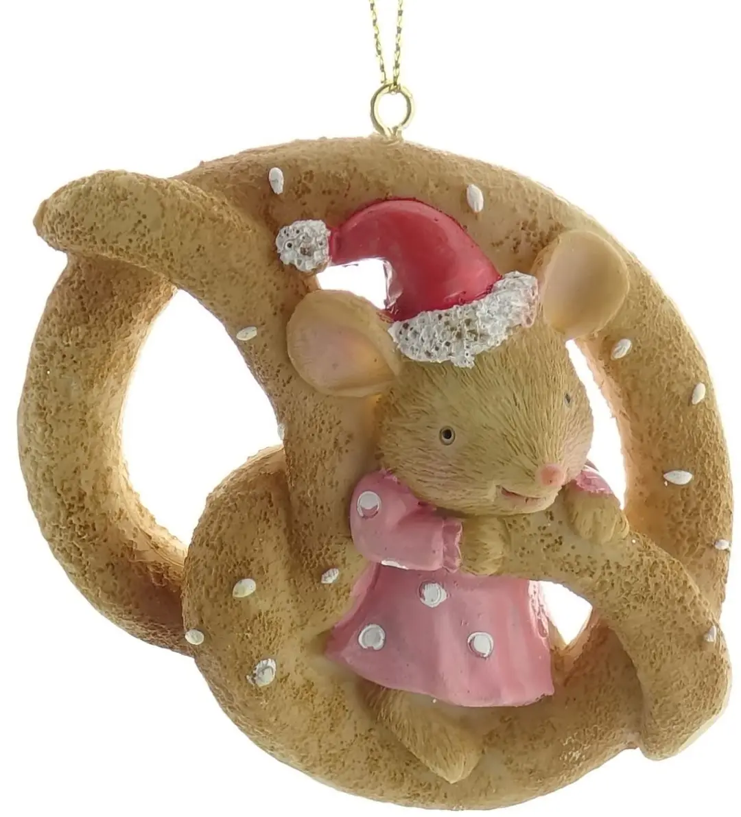 Kaemingk kersthanger muis roze jurkje in krakeling 7,5 cm polyresin