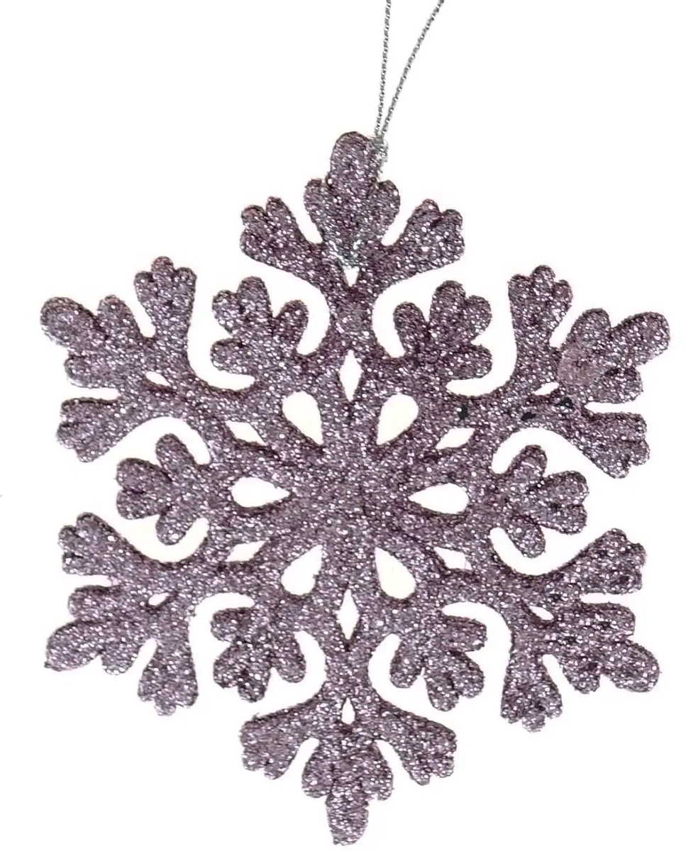 Kaemingk Onbreekbare Kerstsneeuwvlokhanger Lila Glitter Ø 9 cm