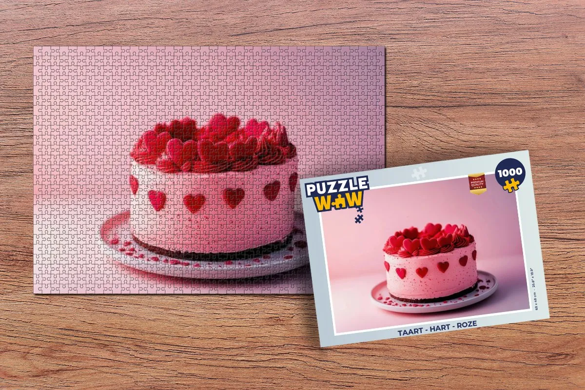 PuzzleWow Taart Hart Roze Legpuzzel 1000 Stuks