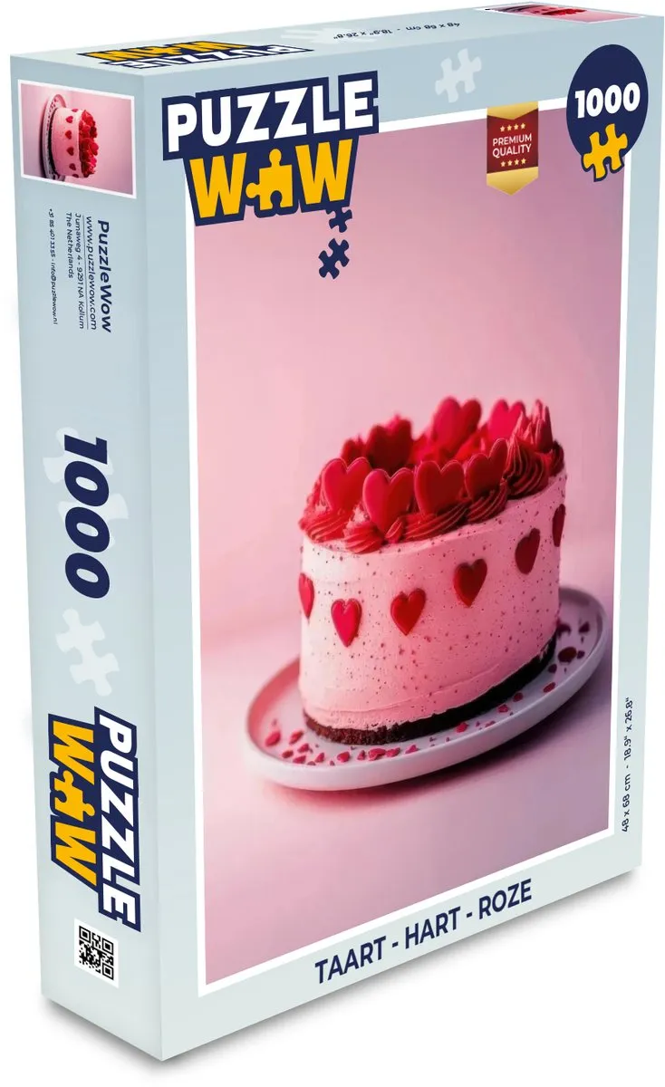 PuzzleWow Taart Hart Roze Legpuzzel 1000 Stuks