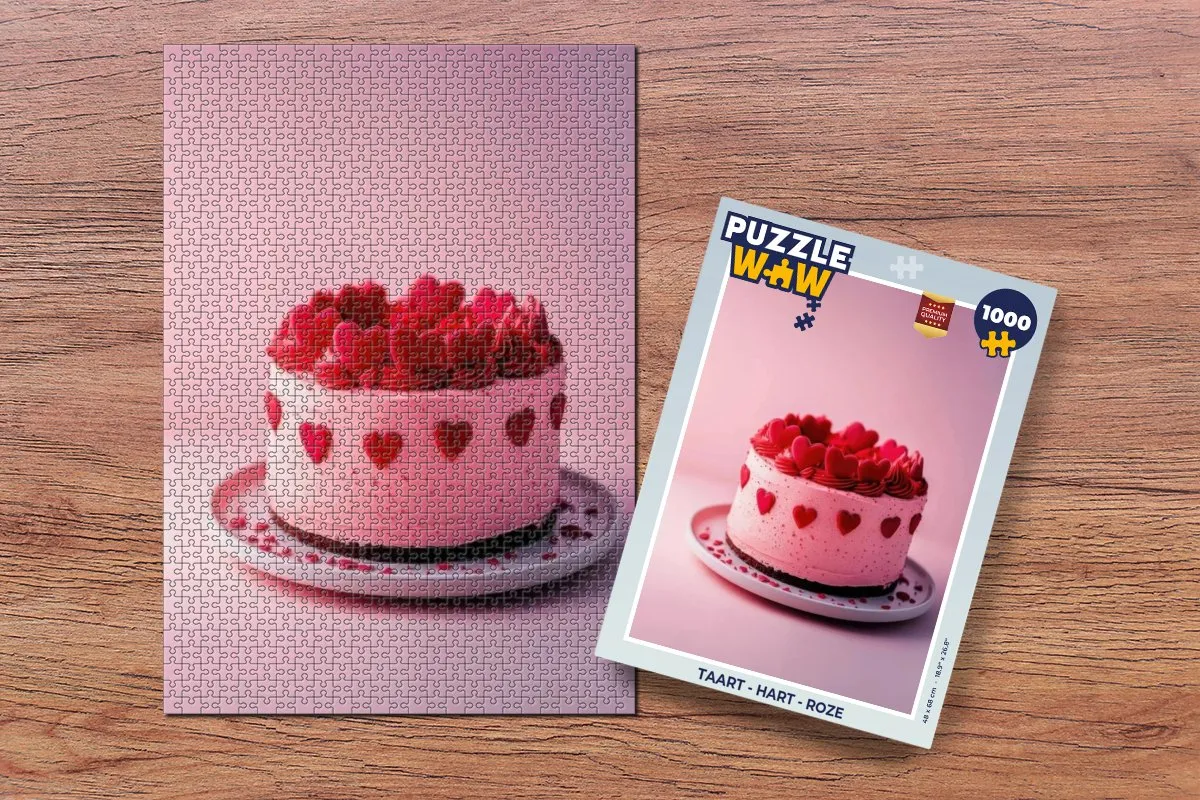 PuzzleWow Taart Hart Roze Legpuzzel 1000 Stuks