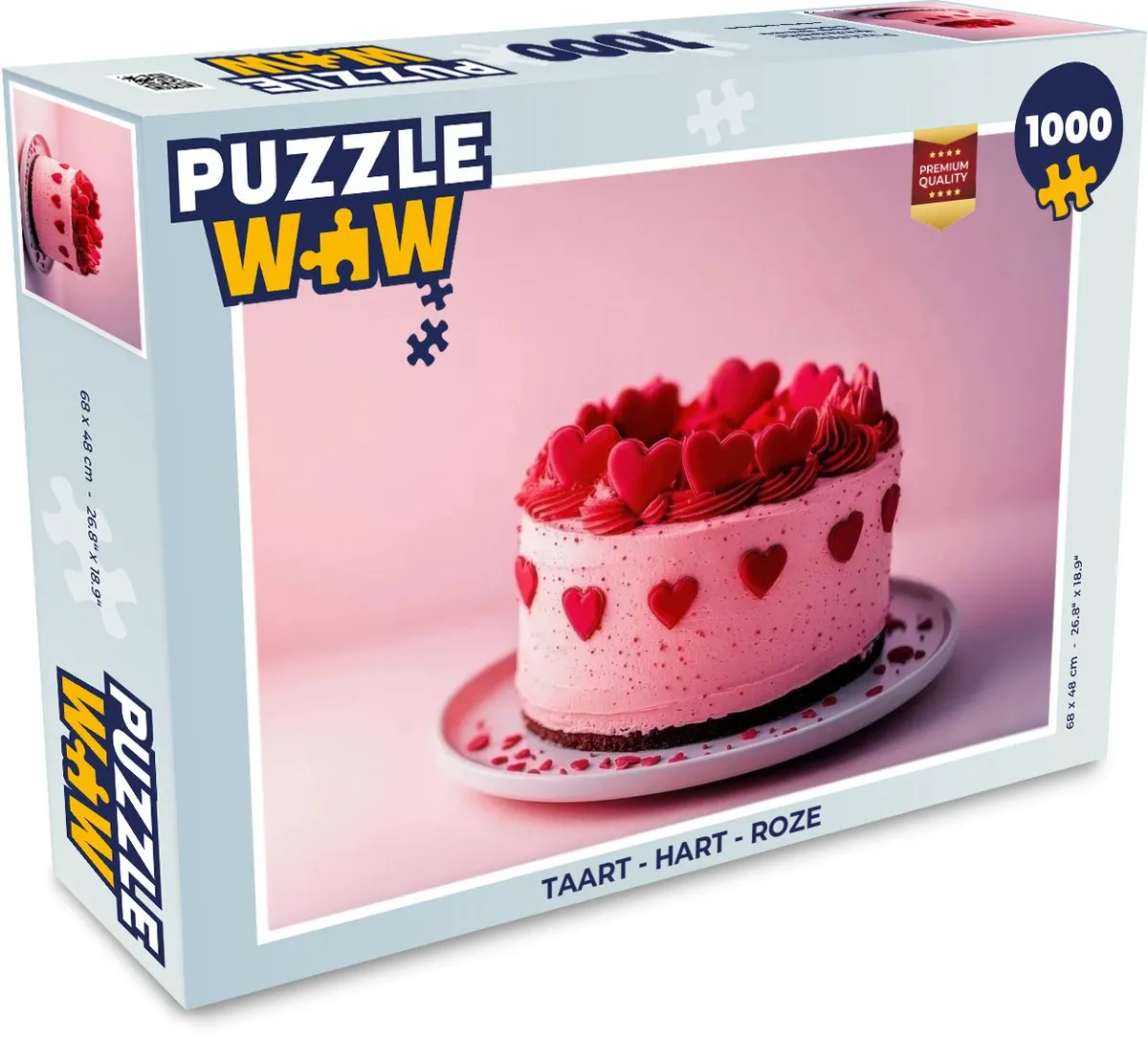 PuzzleWow Taart Hart Roze Legpuzzel 1000 Stuks