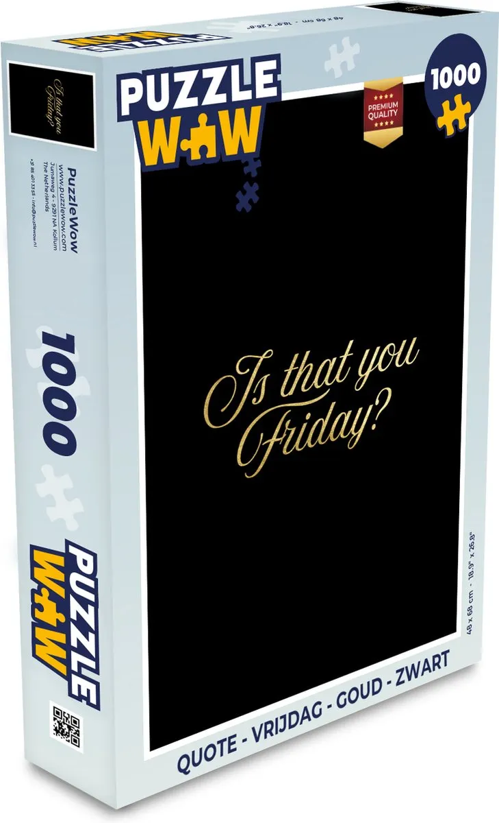PuzzleWow Quote Vrijdag Legpuzzel 1000 Stuks - Multicolor