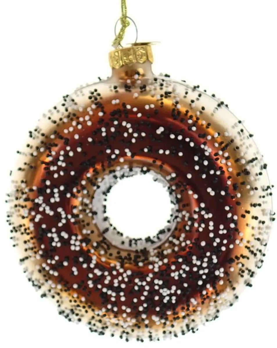 Decoris Kersthanger Donut Bruin Gespikkeld O 9 cm