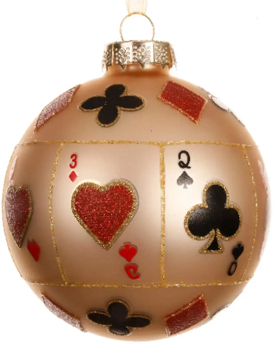 Kaemingk Kerstbal Speelkaarten Groot Zandkleurig O 8 cm