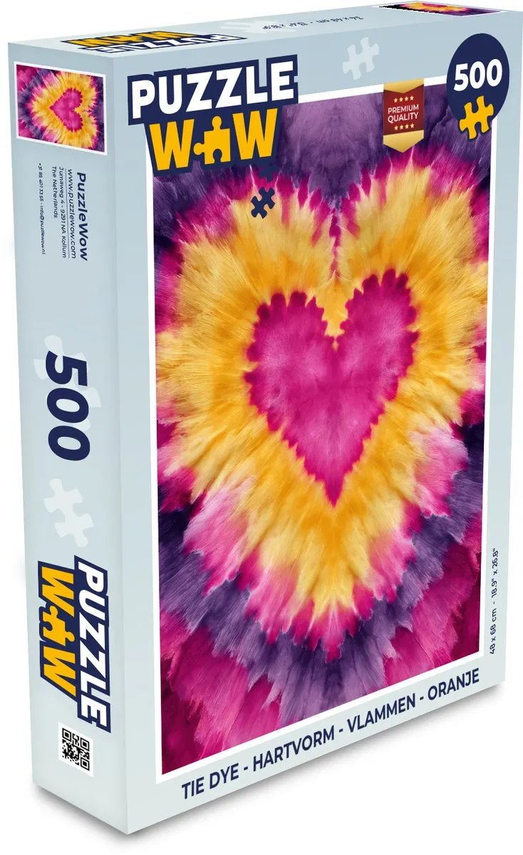PuzzleWow Tie Dye Hartvorm Legpuzzel 500 Stuks