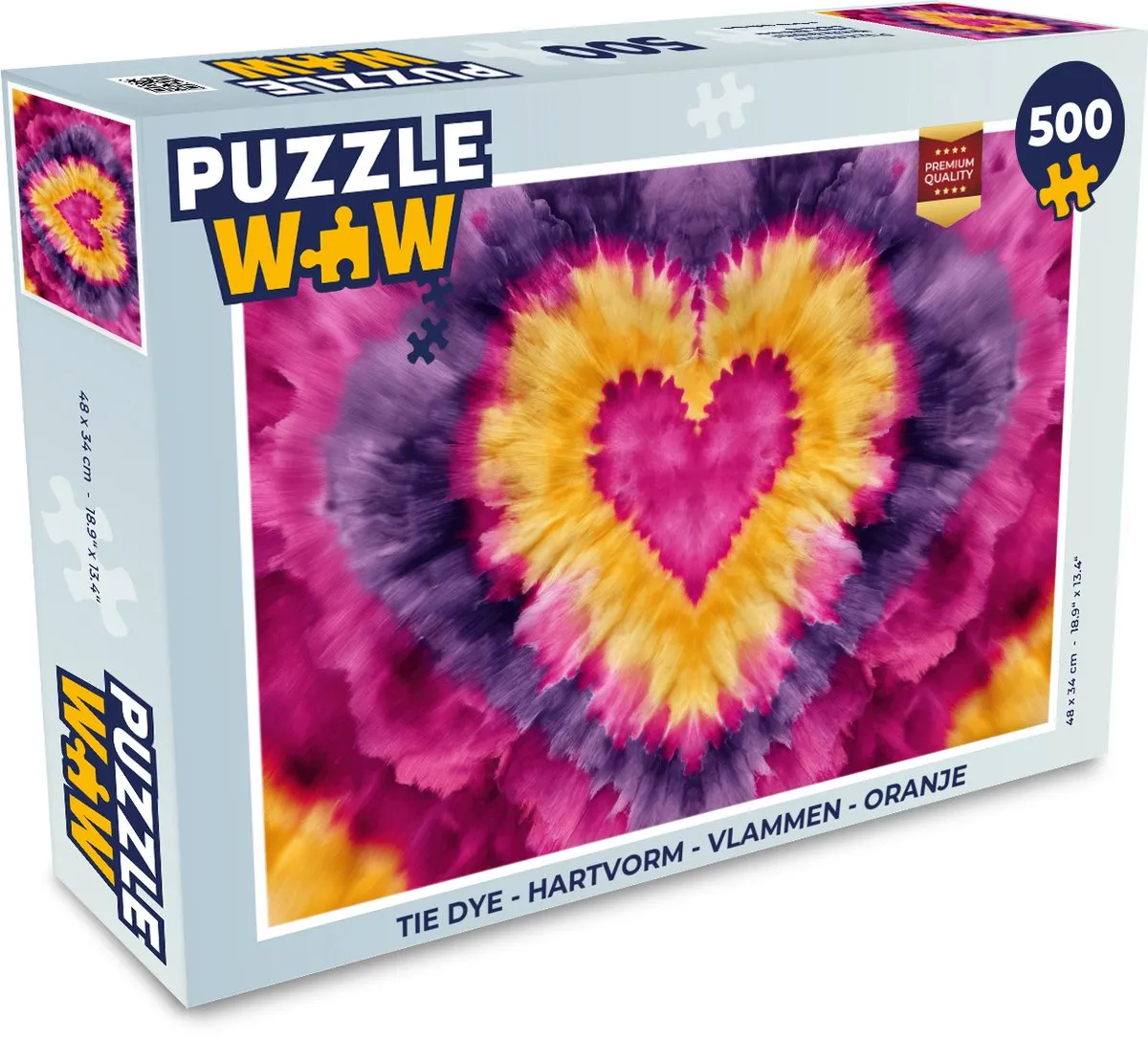 PuzzleWow Tie Dye Hartvorm Legpuzzel 500 Stuks - Oranje