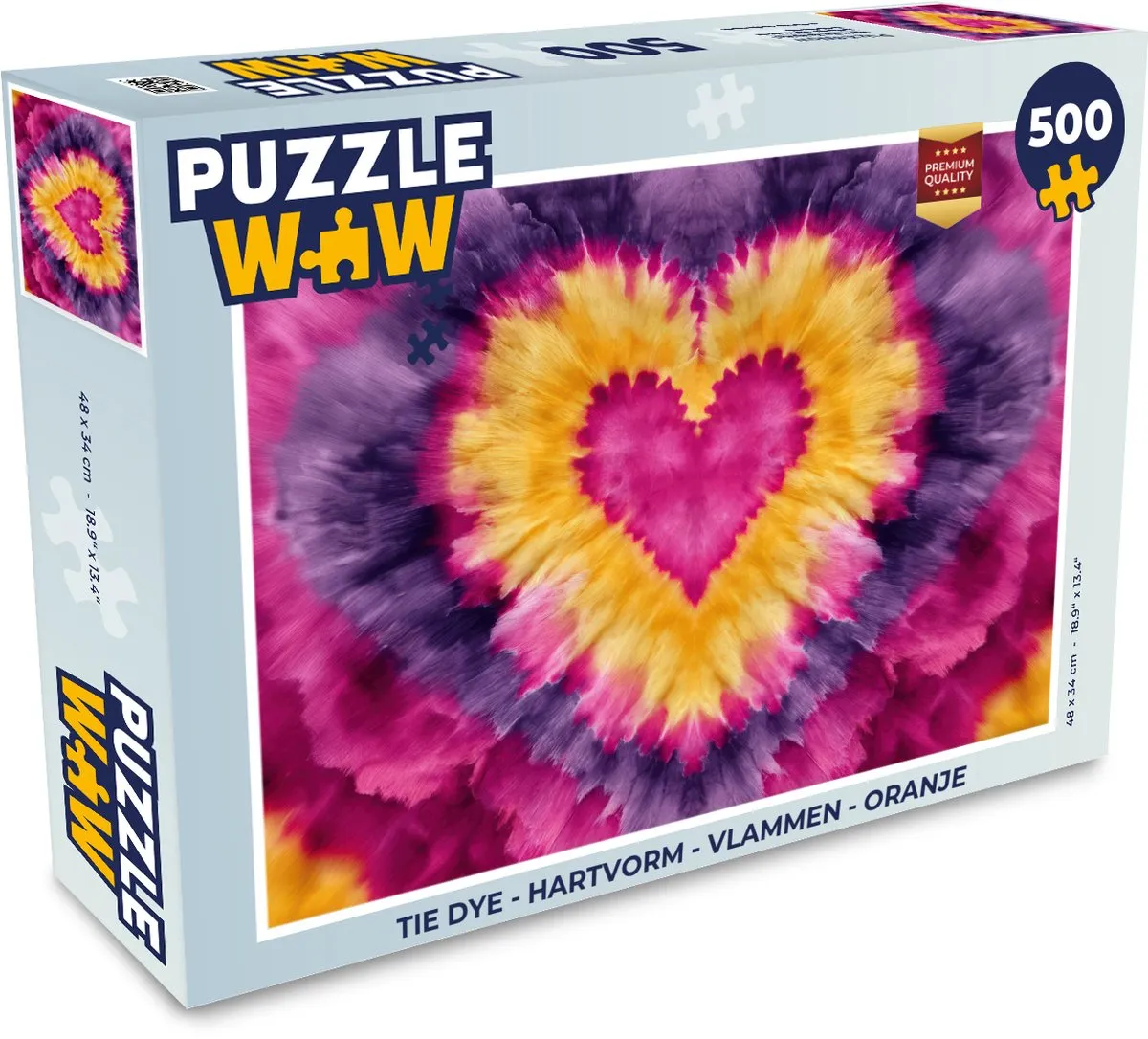 PuzzleWow Tie Dye Hartvorm Legpuzzel 500 Stuks - Oranje