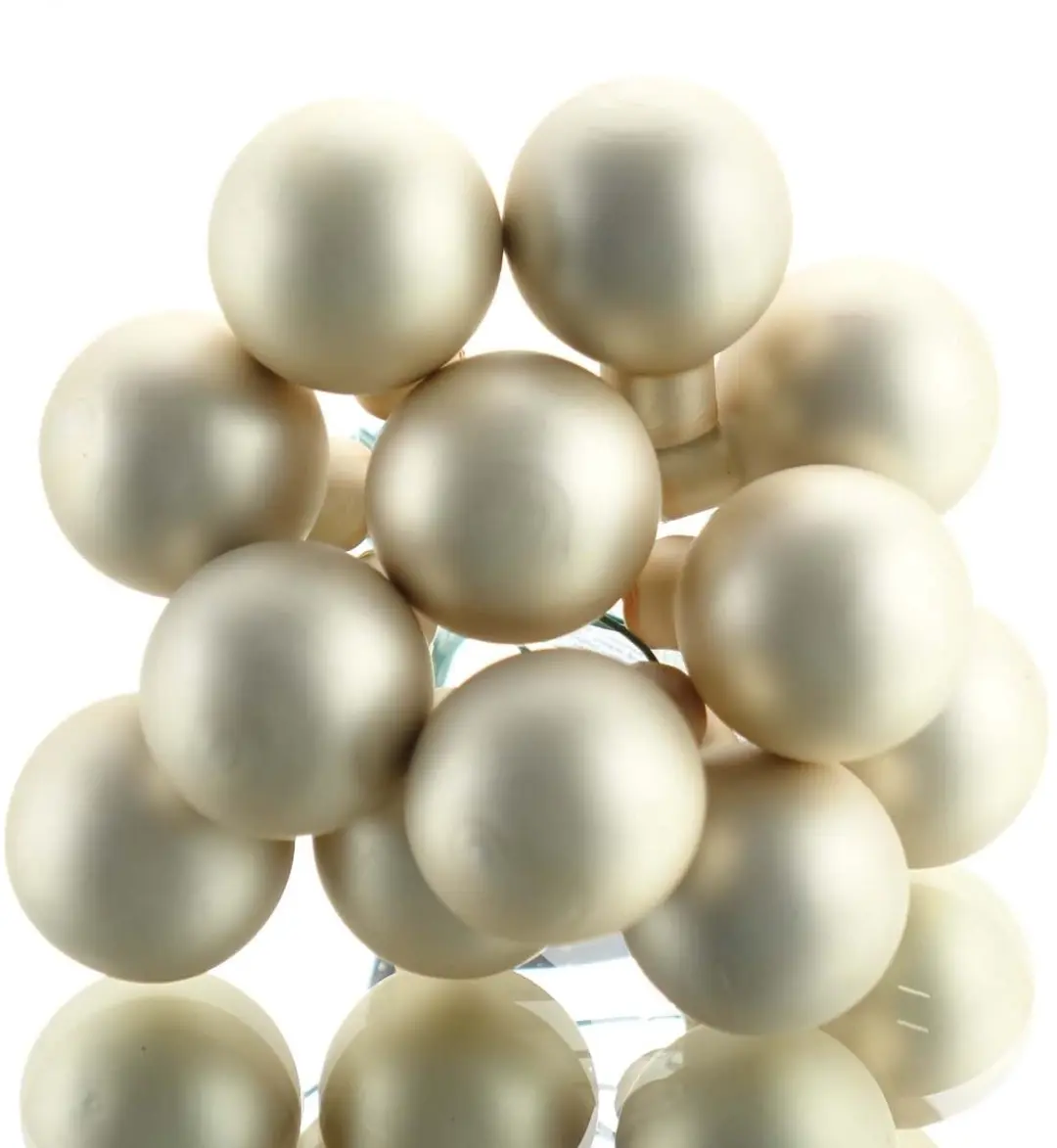 Kaemingk Mini Kerstballen Parel Beige Mat 2,5 cm Glas 12 Stuks