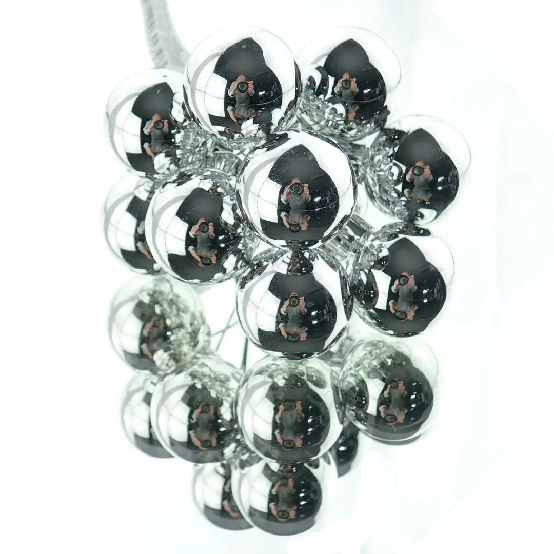 Kaemingk Mini Kerstballen Zilverkleurig Glanzend 2,5 cm Glas 12 Stuks
