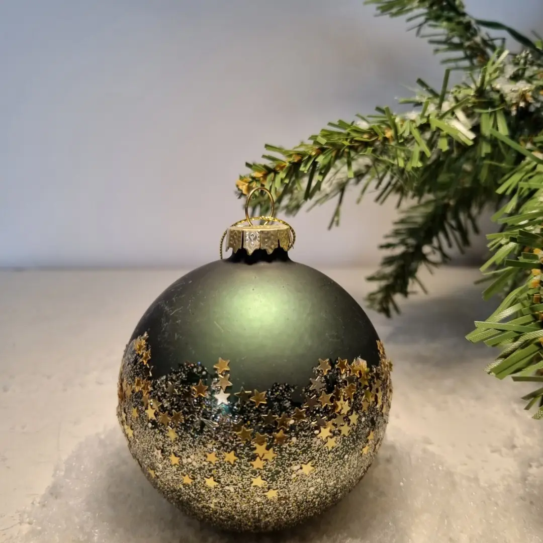 Countryfield Kerstbal S Jolanda groen/ goud ster Ø8cm