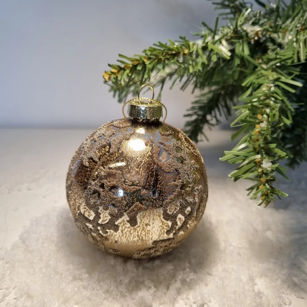 Countryfield Kerstbal Marissa S antiek/goud Ø8cm