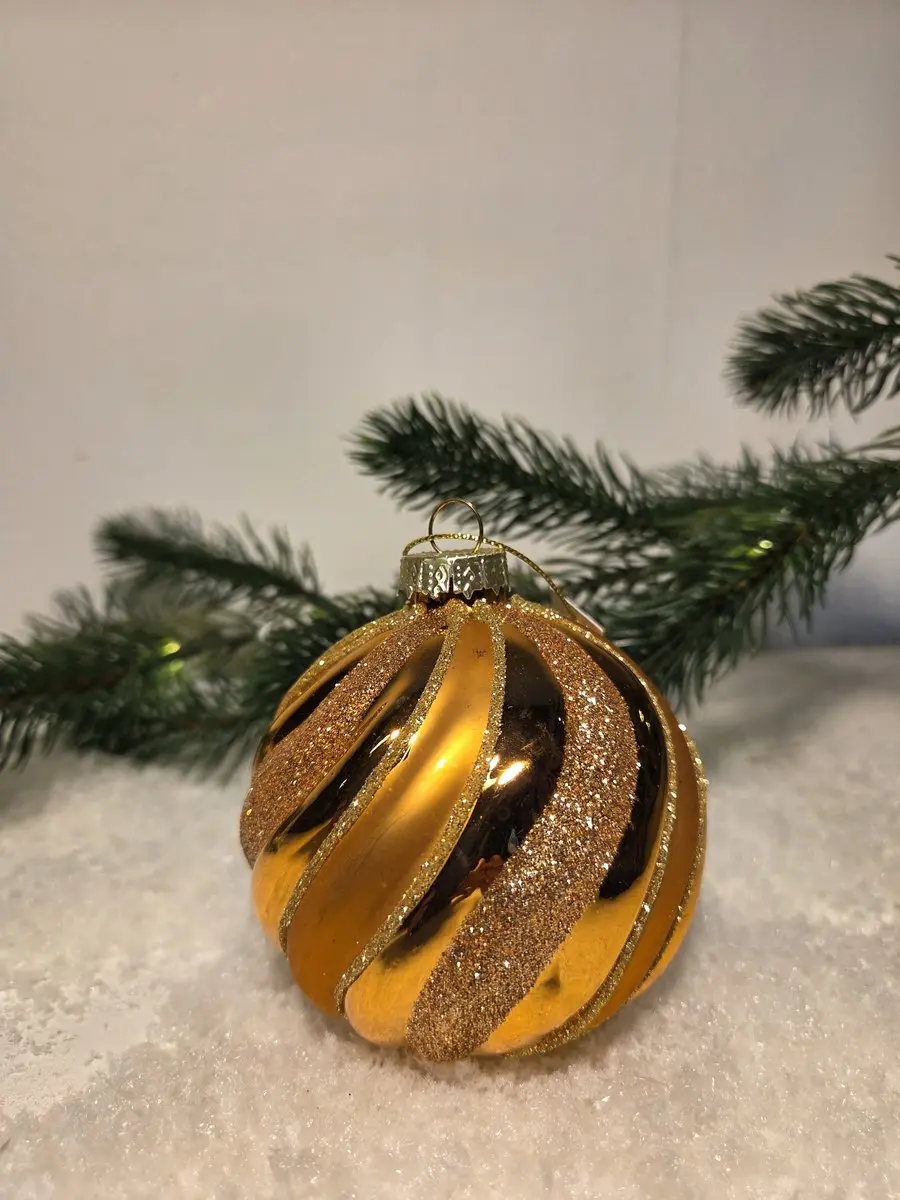Countryfield Kerstbal Wavy S oranje-Ø8cm-glas