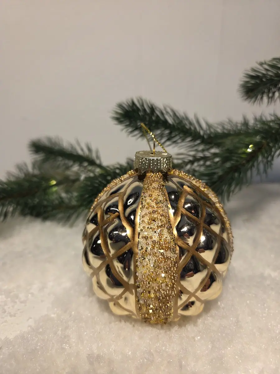Countryfield Kerstbal Martina S goud-Ø8cm-glas