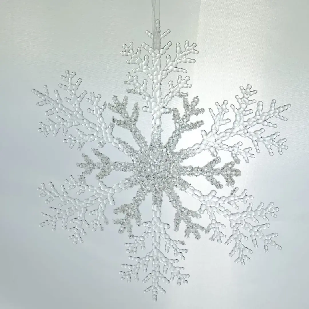 Kaemingk kerstdecoratie sneeuwvlok transparant/zilver Ø 21 cm