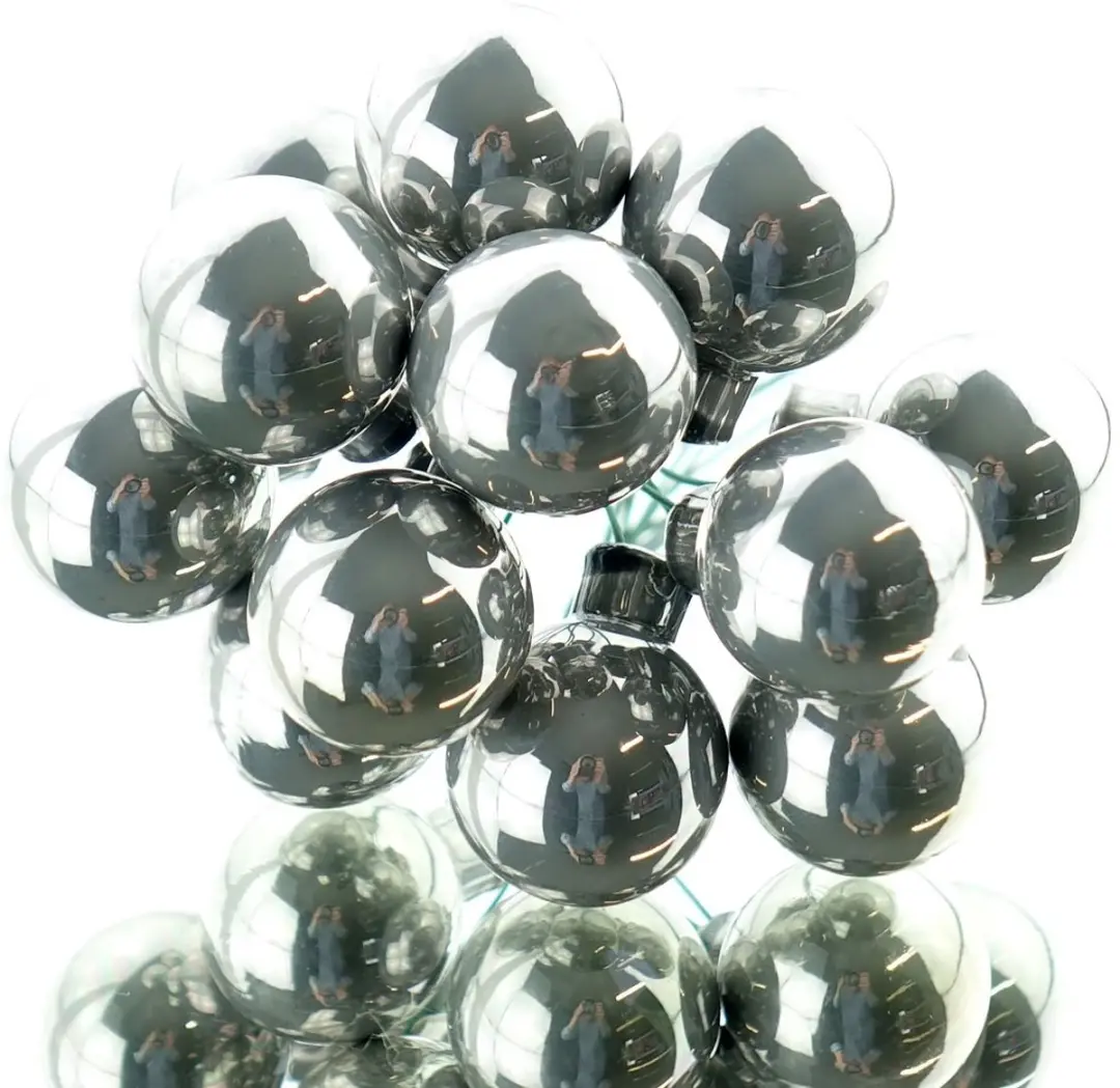 Kaemingk Mini-kerstballen Zilvergrijs aan draad Ø 2,5 cm