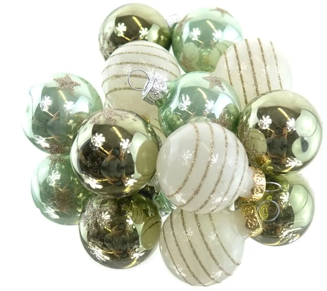 Kaemingk kerstboom microballen groen wit mix 3 cm 9 stuks