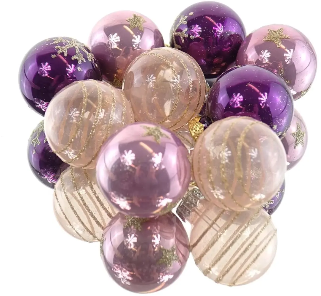 Kaemingk kerstboom microballen vijgbruin roze mix 3 cm 9 stuks