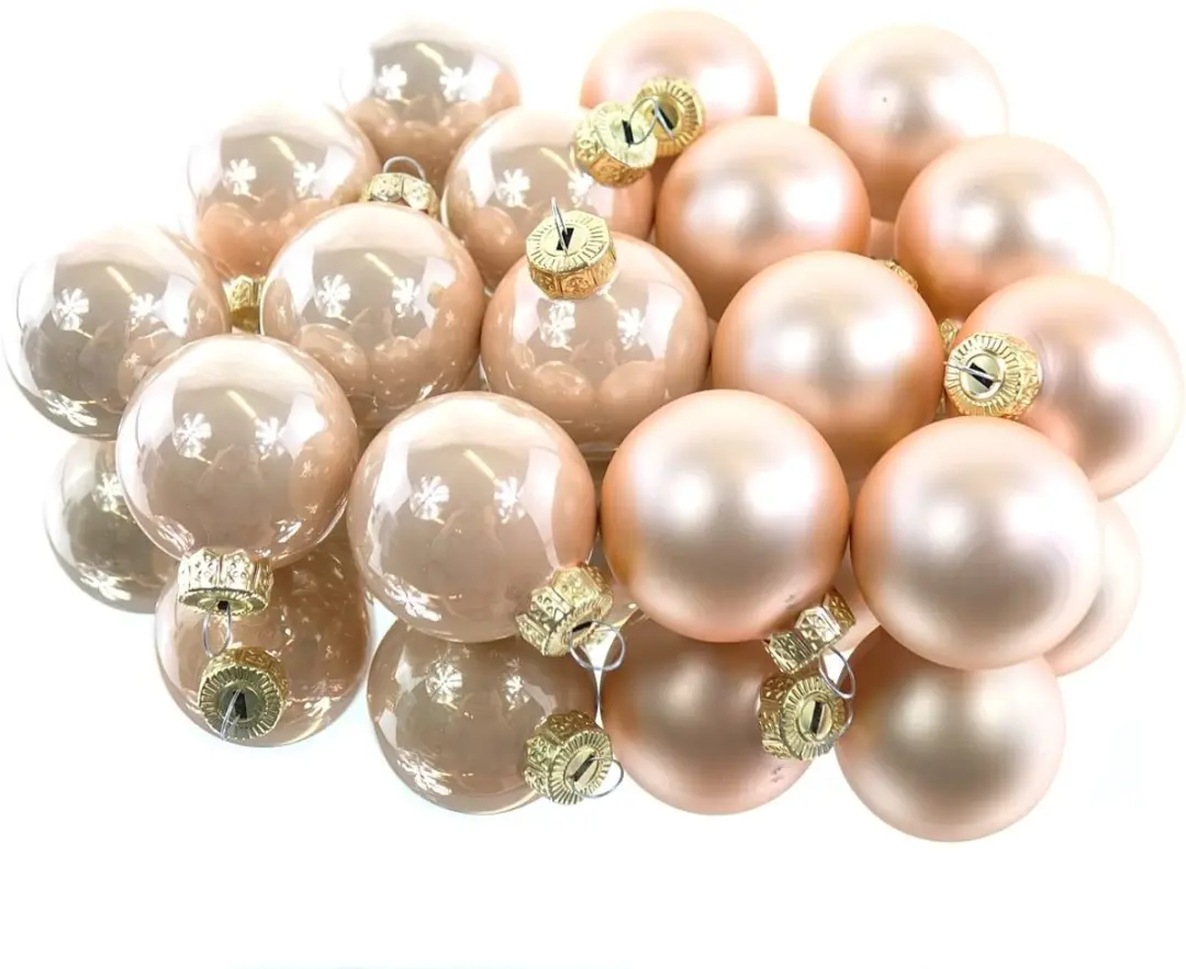 Kerstboom mini kerstballen peach pearl Ø 3,5 cm set 16