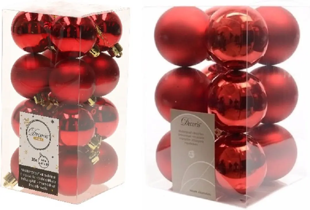 Kerstversiering kunststof kerstballen rood 4-6 cm pakket van 40x stuks