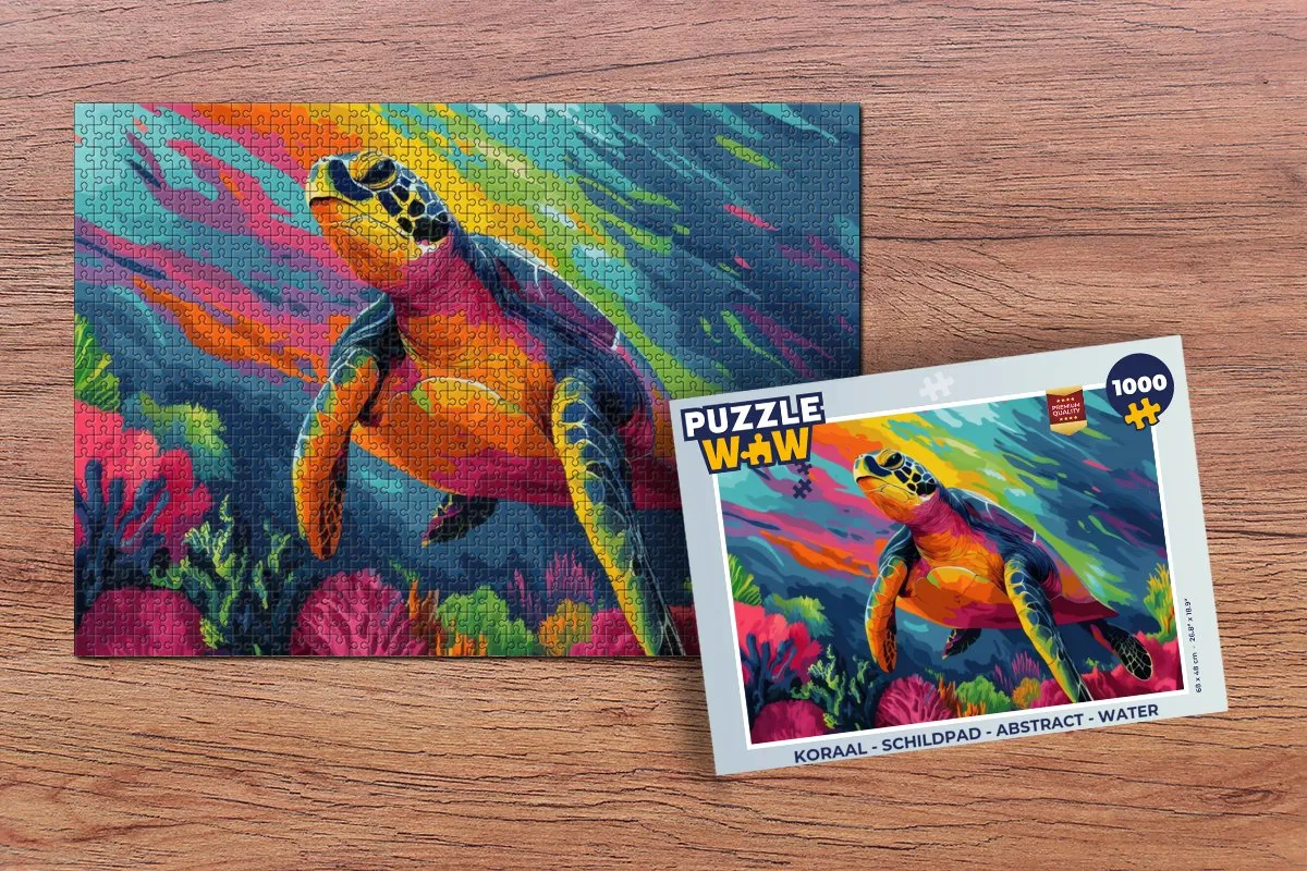 PuzzleWow Schildpad Legpuzzel 1000 Stuks - Abstract Water