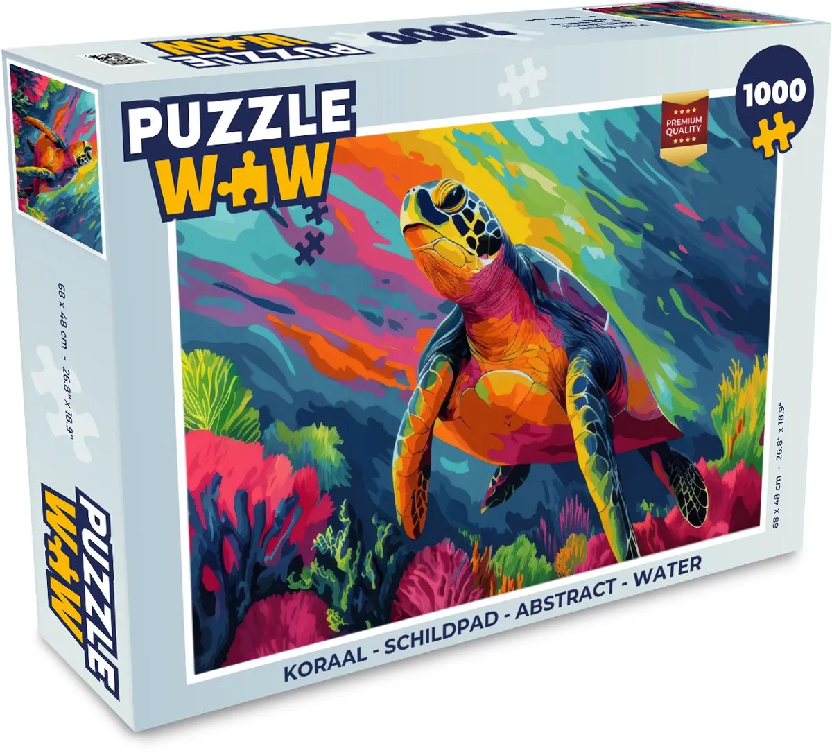 PuzzleWow Schildpad Legpuzzel 1000 Stuks - Abstract Water