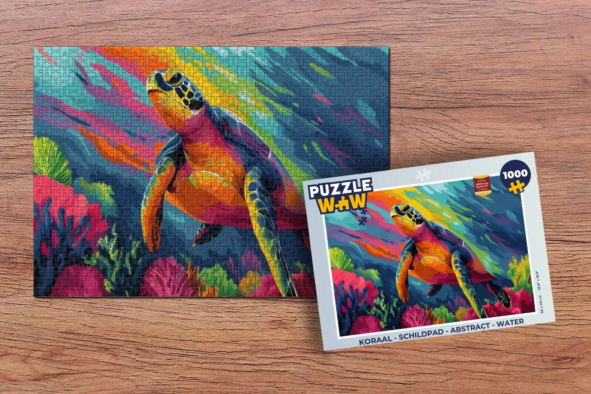 PuzzleWow Schildpad Legpuzzel 1000 Stuks - Abstract Water