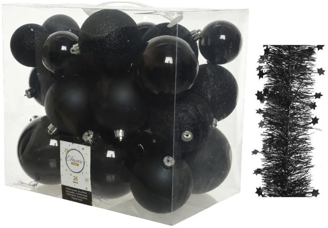 Decoris Kerstversiering kunststof kerstballen 6-8-10 cm