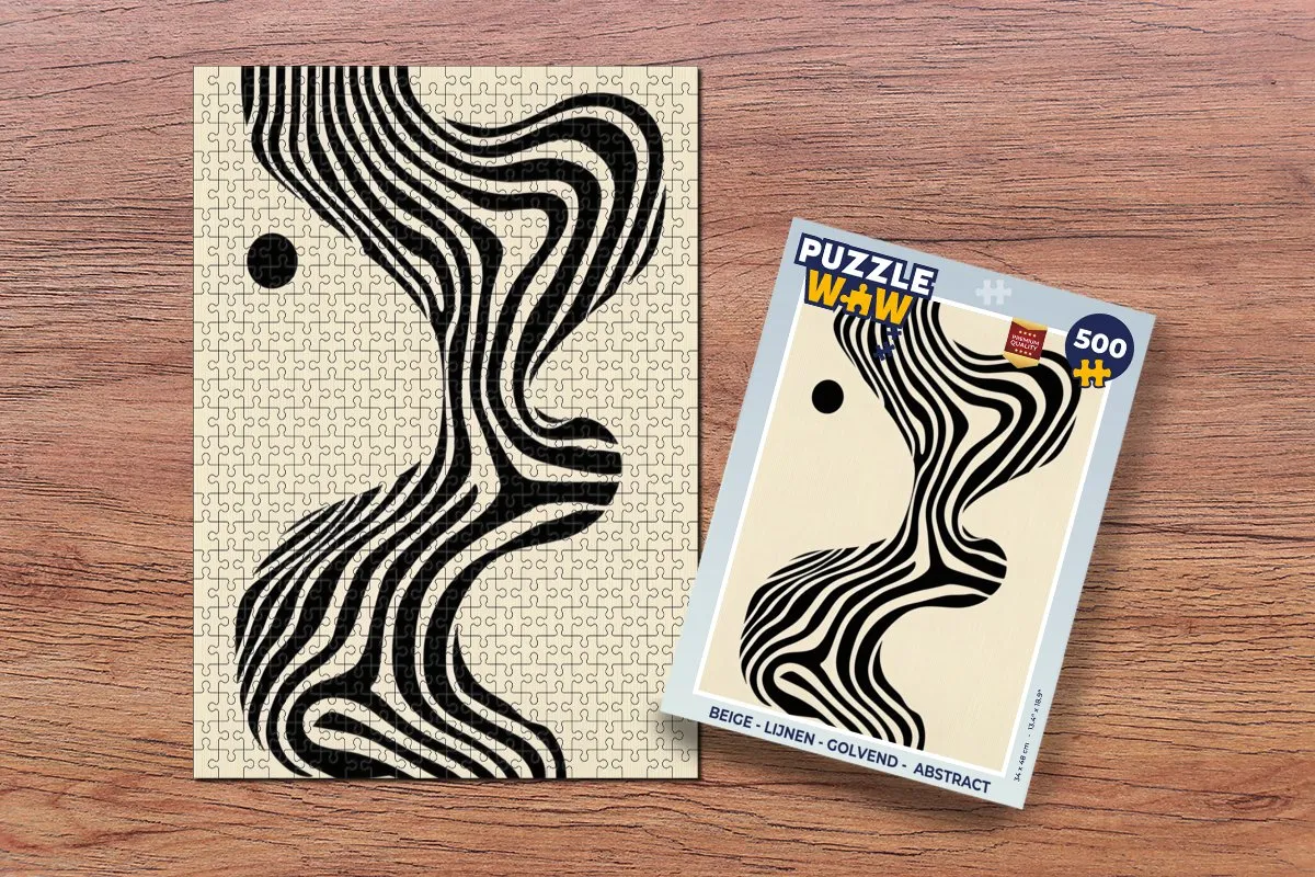 PuzzleWow Legpuzzel 500 Stuks - Abstract Beige Lijnen