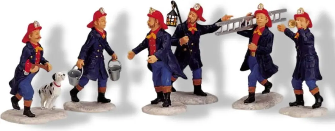 Lemax Fireman Kersthuisjes Set - 6 Stuks - Meerkleurig