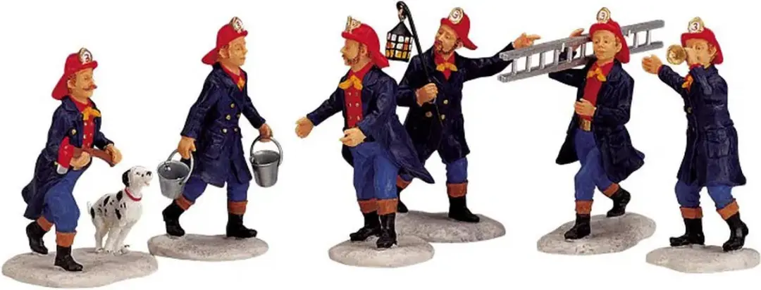 Lemax Fireman Kersthuisjes Set - 6 Stuks - Meerkleurig
