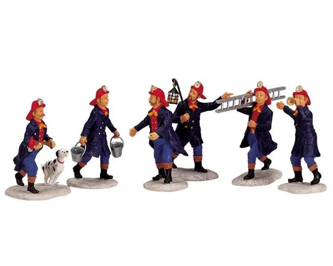 Lemax Fireman Kersthuisjes Set - 6 Stuks - Meerkleurig