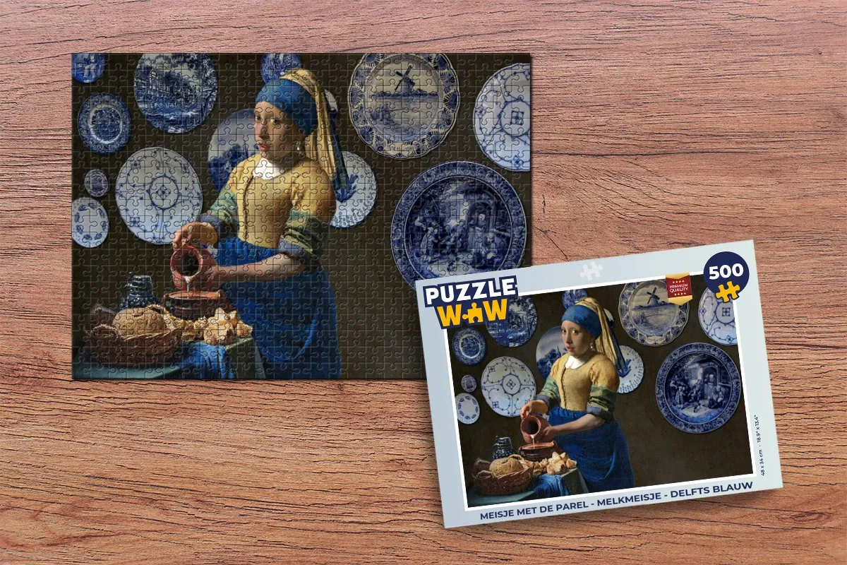PuzzleWow Meisje met de parel Legpuzzel 500 Stuks - Multicolor