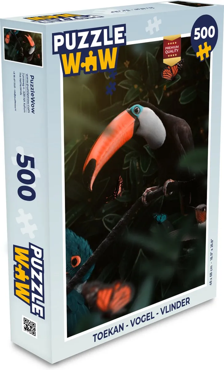 PuzzleWow Toekan Vlinder Legpuzzel 500 Stuks