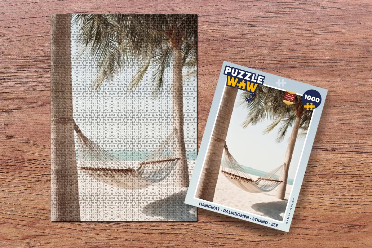 PuzzleWow Hangmat Legpuzzel 1000 Stuks - Palmbomen & Strand