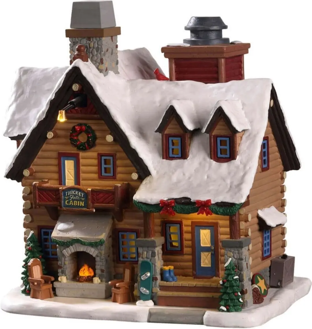 Lemax Thicket Falls Cabin Verlicht Gebouw - Rookeffect - Neutral
