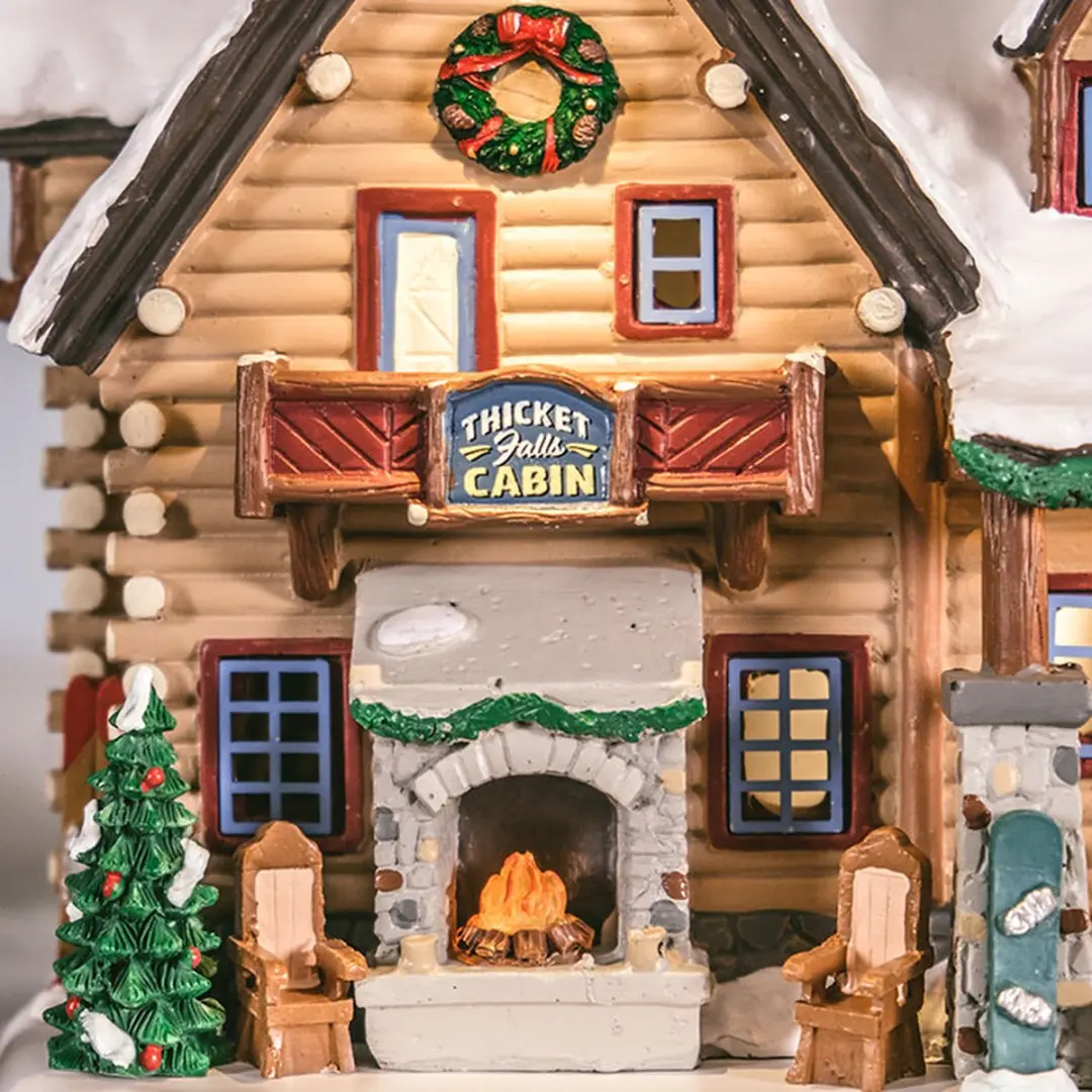 Lemax Thicket Falls Cabin Verlicht Gebouw - Rookeffect - Neutral