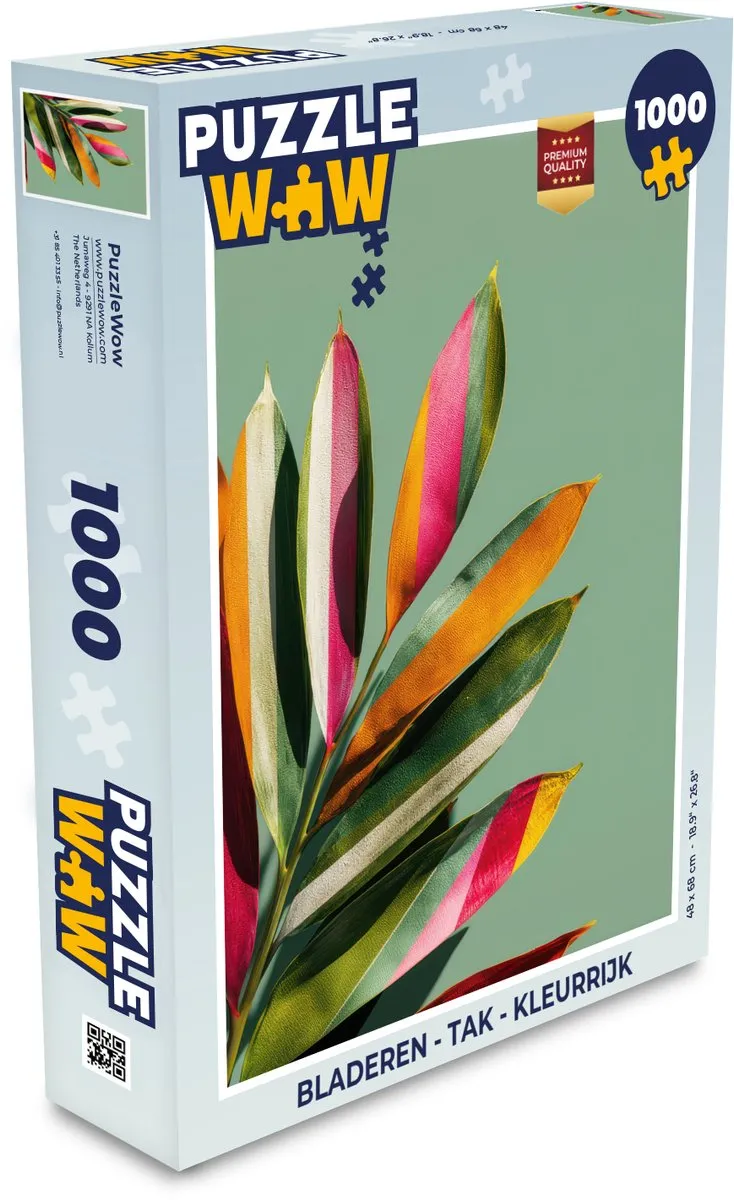 PuzzleWow Legpuzzel 1000 Stukken - Bladeren Tak Kleurrijk