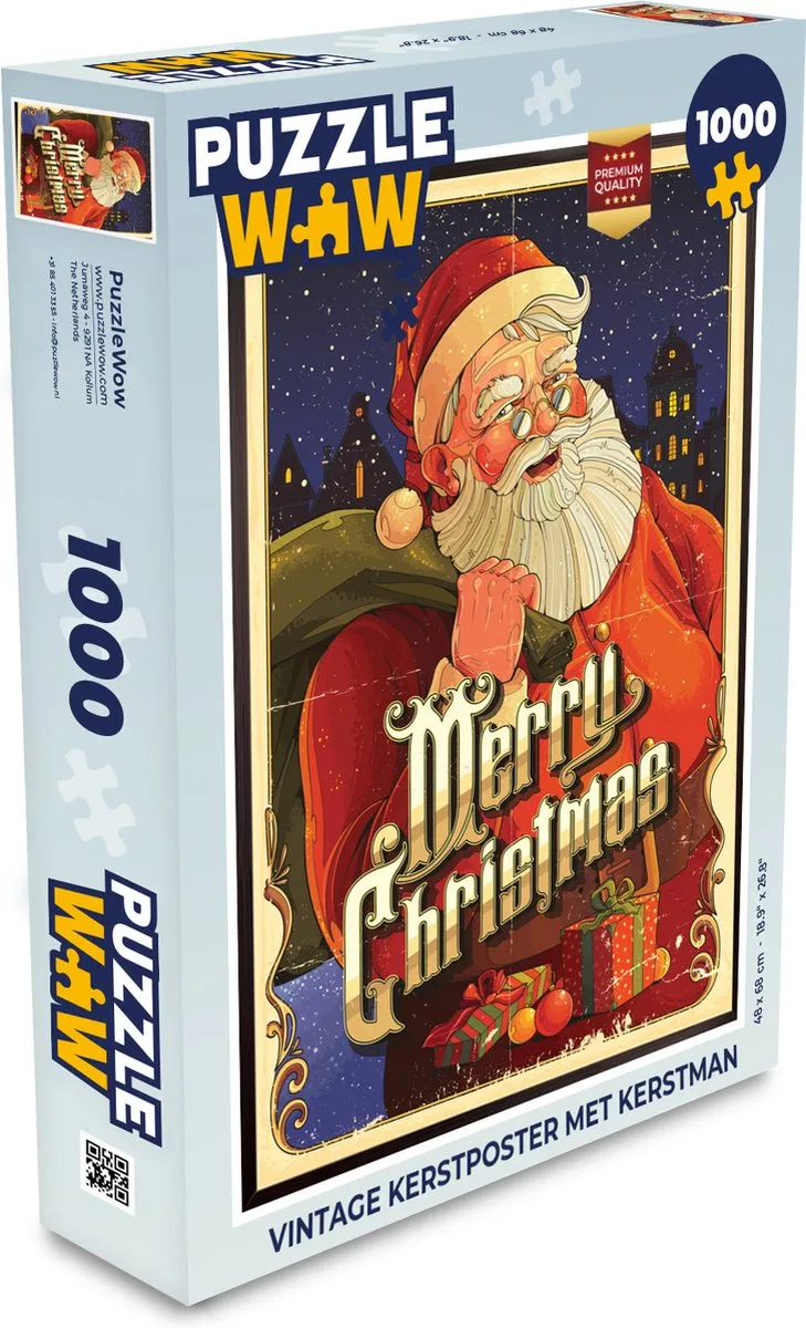 PuzzleWow Vintage Kerstman Legpuzzel 1000 Stuks