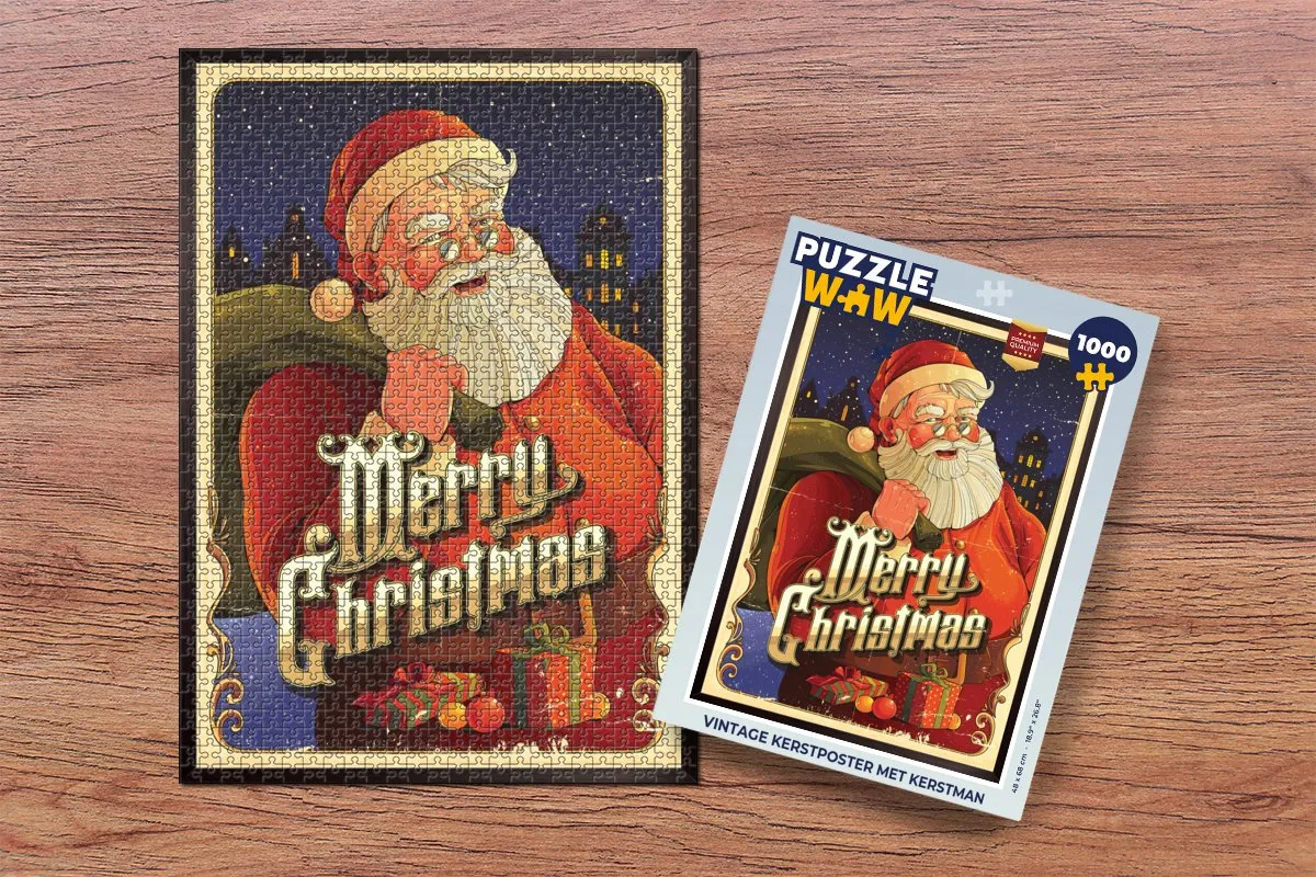 PuzzleWow Vintage Kerstman Legpuzzel 1000 Stuks - Multicolor