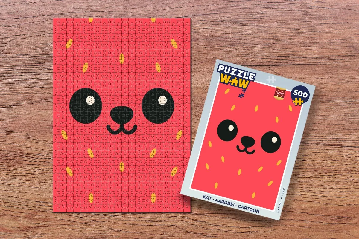 PuzzleWow Kat Aardbei Legpuzzel 500 Stuks - Rood