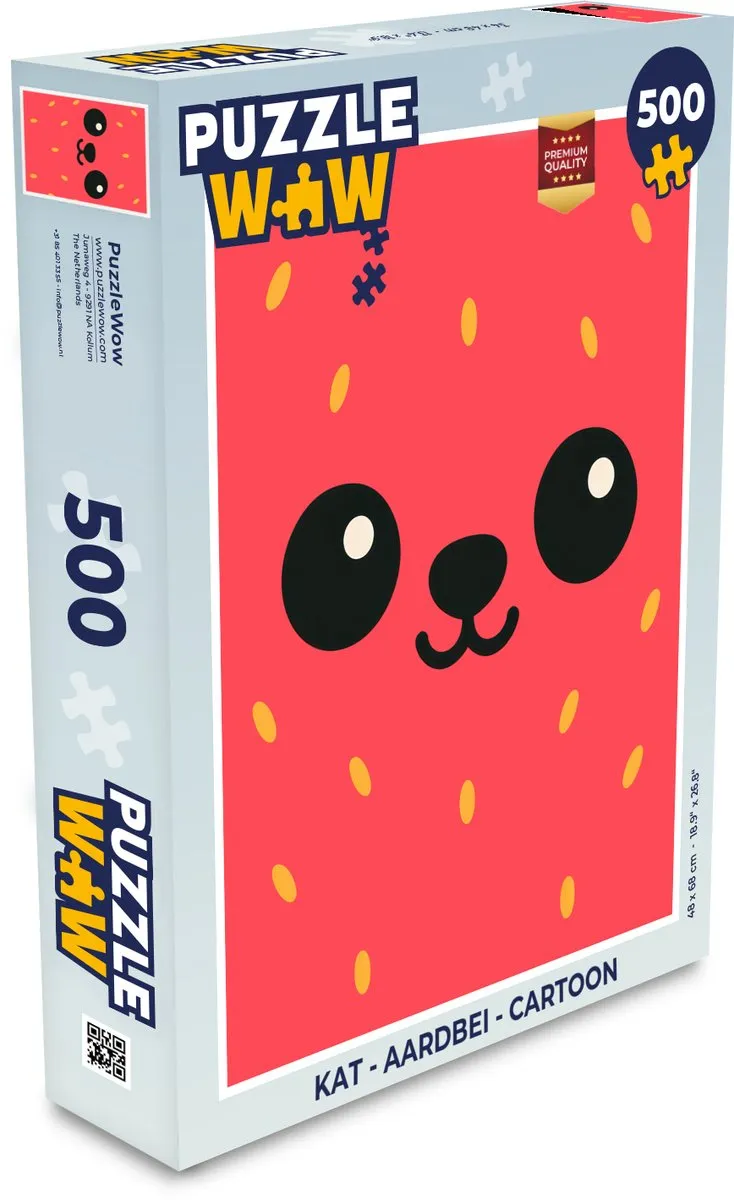 PuzzleWow Kat Aardbei Legpuzzel 500 Stuks - Rood