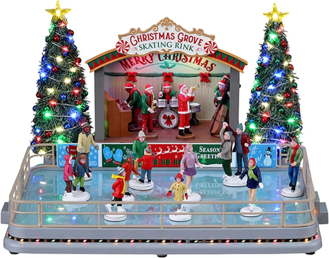 Lemax Christmas Grove Skating Rink Verlichte Attractie