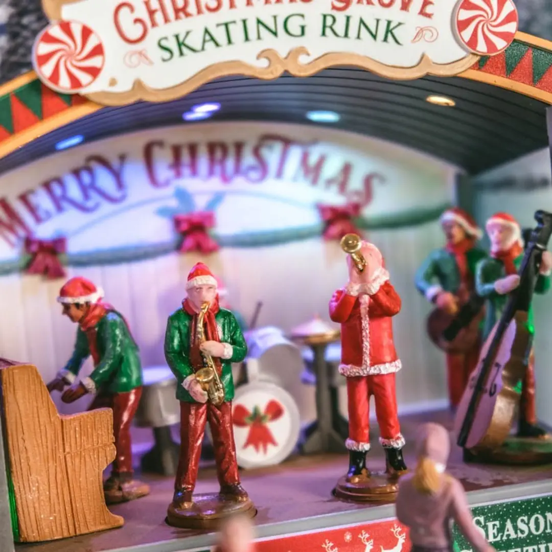 Lemax Christmas Grove Skating Rink Verlichte Attractie - Meerkleurig